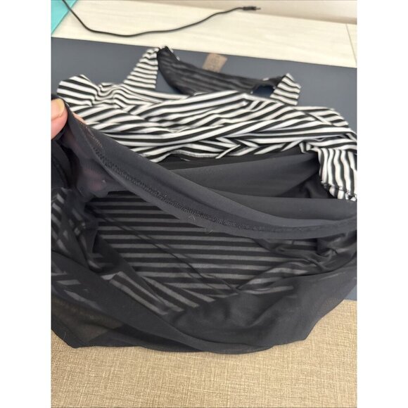 Calia Women's M Racerback Chiffon Lined Tank B&W Striped EUC - Picture 9 of 15